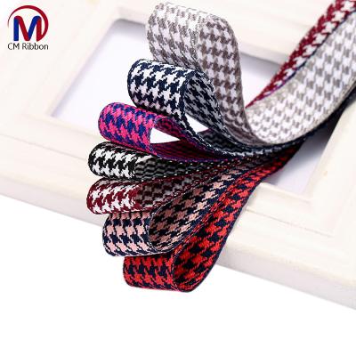 China Viable manufacturers Korea wholesale thousand bird lattice texture neckline hair ornaments polyester cotton grid ribbons for sale