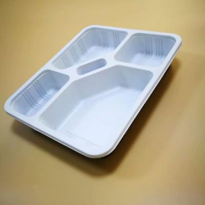 China Custom 3 4 Biodegradable 5 Compartments Disposable Rectangular Fast Food Lunch Bento Blister Container Plastic Box PP Tray With Lids for sale