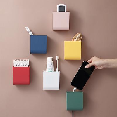 China Wholesale Hot Sale SQ-7035 Viable Home Office Phone Charging Multiple Stick Plastic Wall Hanging Grids Multifunctional Storage Box for sale