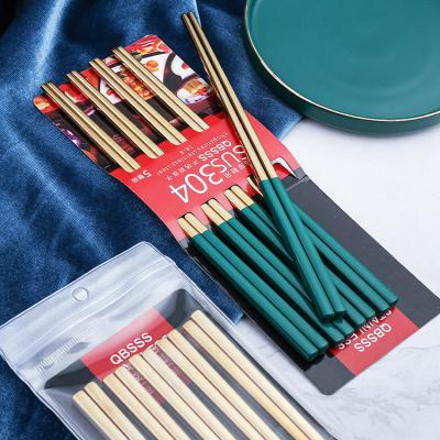 China Viable Manufacturer Direct Selling Mirror Polish Whole Square Factory 5 Pairs 304 Stainless Steel Chopsticks Customized Logo for sale