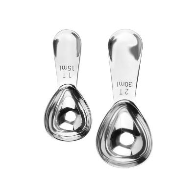 China Viable Wholesale High Quality 2 Pieces SQ-5005 Set Kitchen Tools 304 18-8 Stainless Steel Coffee Measuring Cups for sale