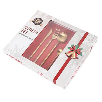 China Factory Outlet 24 Pieces Cutlery Set Christmas Gift Box Package Stainless Steel 304 18-8 Dinner Fork Knife Viable Luxury Spoons for sale