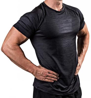 China New Solid Color Fitness Breathable Clothing Men's Breathable Quick-drying T-shirt Shaping High Elastic Tights Short Sleeved Sportswear for sale