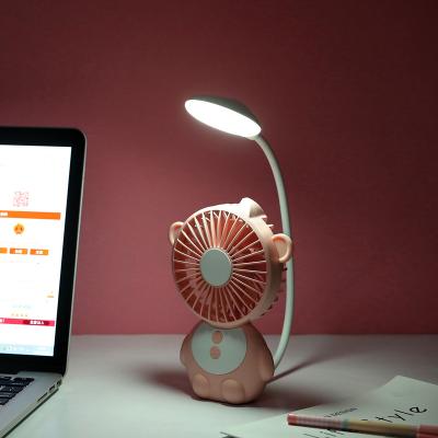 China New Design 2021 New Design Handheld Night Light Portable Usb Fan Travel Study Travel Electric Silent Table Light Mini Fans for sale