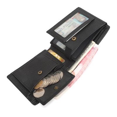 China New Men's RFID Coin Purse Bi-fold ID Card Wallet Men's Slim Black Cropped Leather Credit Card Wallet Ridge Wallet Leather Wallet for sale