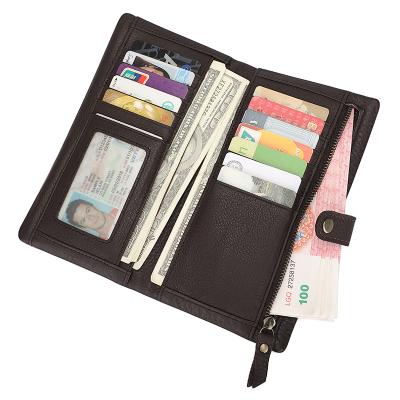 China Wholesale Customized Designer High Quality Designer Men's Retro RFID Casual Wallet Hand Holding Business Cash Multicard Leather Long Wallet for sale