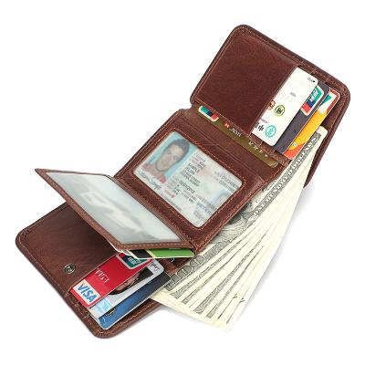 China New Fashion Designer RFID Designer Custom Short Card High Quality Men's Luxury Handmade Leather Wallet Wholesale Genuine Simple Holder Wallet for sale