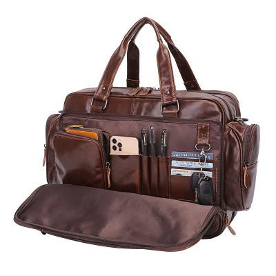 China High Quality Men's Large Capacity Cowhide Leather Shoulder Bag Designer Diagonal Design Can Customize Chocolate Men's Laptop Briefcase for sale