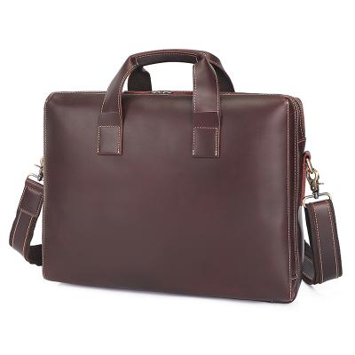 China 100% Genuine Leather Reasonable Classic Vintage Genuine Leather Men's Mini Laptop Bag Briefcase Customizable Customizable Brown Men's Handbag for sale