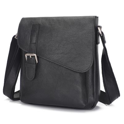 China Customizable Genuine Leather Simple Extinguishing Daily Genuine Leather Messenger Bag Men Shoulder Bag Fashion Black Leather High Quality for sale