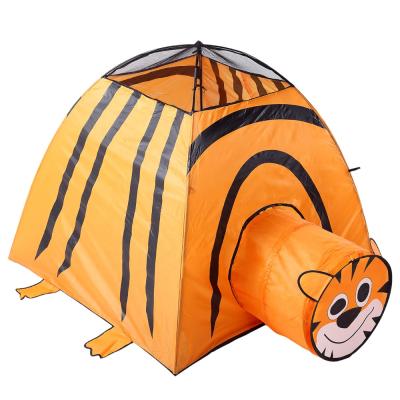 China Tiger Design Easy Foldable Sound Dome Tent Animal Kids Play House Tent With Indoor And Outdoor Crawling Tunnel for sale