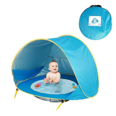 China Soft Toy Blue Ocean Cartoon Printing Pop Up Beach Tent For Kids Promotion for sale