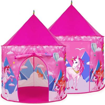 China Easy Gathering Children Play Tent Unicorn Princess Girls Castle Play Tent,Wholesale Tent Toys Portable Folding Kids Play House Tent for sale