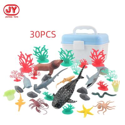 China 30pcs Plastic Non-Toxic Sea Animal Model Toys PVC Marine Figure With Accessories In Box Set 22*15*15cm for sale