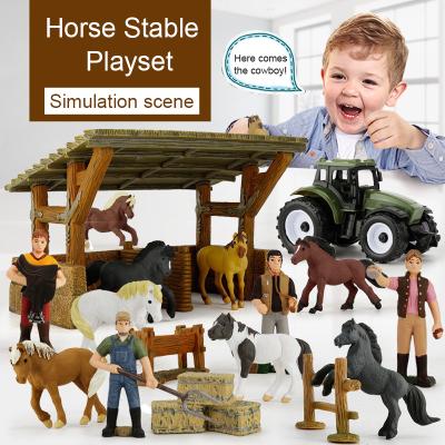 China Plastic Horse Toy Animals Horse Stable Take-along Simulation Toy Play Set Simulation Horse Farm Horse Figure Set Plastic Toy for sale