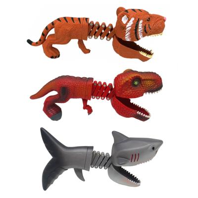 China Expandable Plastic Animal Promotional Gift Shark Pincher Dinosaur Toy Tiger Dinosaur Grabber Gripper Toy for sale