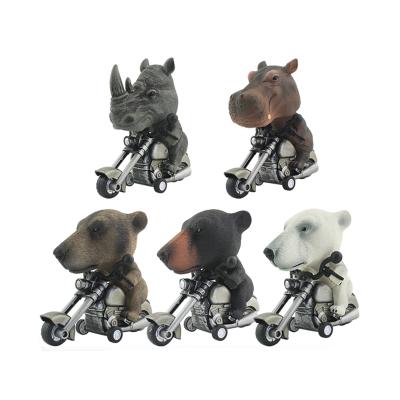 China Cool Realistic Painting Animal On Motorcycle, Big Set Motorbike Plastic Head Friction Cars Animal Toy Car Toy For Kids for sale