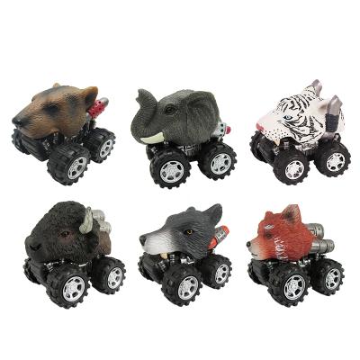 China Friction Powered Pull Back Amazon Hot Sale Mini Animal Toy To Pull Back Car Shape Friction Car Wild Animal Toy for sale