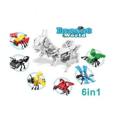 China DIY TOY Building Block 6 Insect Model Block For Kids 6 in 1 Big Insect DIY Building Block for sale