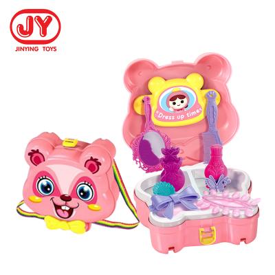 China 2020 New Kitty Backpack Plastic Girls Makeup Toy Set Kids Pretend Play Beauty Game Dress Up Toys Play Set for sale