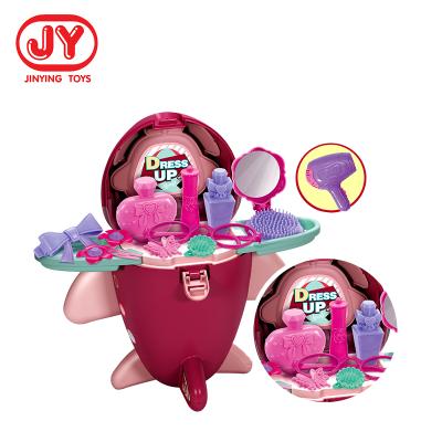 China New Plastic Airplane Dressing Table Toys Girls Christmas Gift Makeup Set Toy Pretend Play Beauty Toy for sale