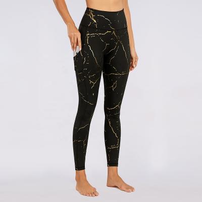 China B15416A Breathable Style Hot Women Stretch High Waist Golden Yoga Leggings for sale