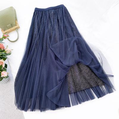 China B51473A 2021 Women's Breathable Fall Skirts Fashion Gauze Long Skirt For Lady for sale