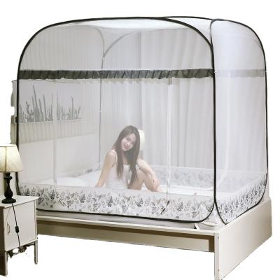 China Yurt Folded Mosquito Net Insecticide Treat Mesh Bed Mongolian Curtain No Installation Mosquito Net Step Up Two Door for sale