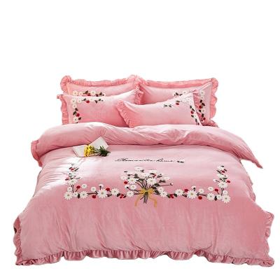 China European Style Velvet Towel Embroidered Warm Thickened Plus Comforter Cover for sale