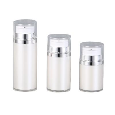 China Durable 30ml 50ml 80ml Double Wall White Acrylic Airless Pump Cosmetic Packaging Bottle for sale