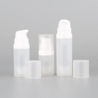 China Empty airless bottle lotion airless bottle frosted white 5ml 8ml 10ml pp plastic airless bottles for sale