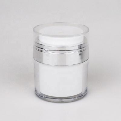 China Double Wall Cosmetic White Color Skin Care Acrylic Airless Spray Packaging Cream Jar 15g 30g 50g for sale