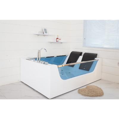 China Cheap Freestanding Fiberglass Massage Bathtub For Indoor 2 Person for sale