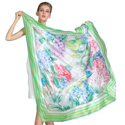 China Large Chiffon Square Scarf Custom Silk Digital Print Shawl Main Scarf Wholesale for sale