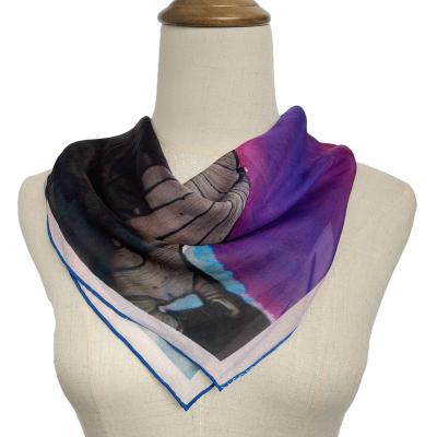 China Wholesale Square Chiffon OEM Pure Natural Silk Scarf 100% Own Design Silk Printed Scarf for sale