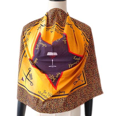 China Custom Design Square Print Leopard Digital Woven 100 Cotton Scarf for sale