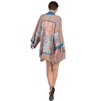 China QUICK DRY custom arts photos printed short long robe made kimono cardigan for sale