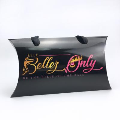 China Handmade Stylish Weave Wig Pillow Customized Box For Hair Extension Packaging With Logo Print for sale