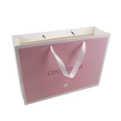 China Recyclable Luxury Printing Custom Shopping Gift Bags Small Pink Paper Bag With Logo for sale