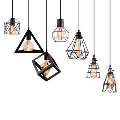 China Contemporary Nordic Pendant Lights Iron Cage Loft Pendant Lamp Industrial Metal Hanging Lamp for sale