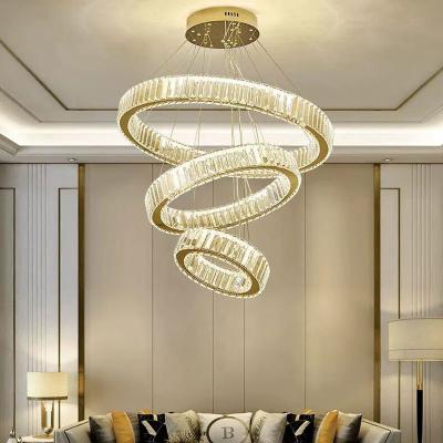 China 2022 Modern Luxury Crystal Hotel Lobby Crystal Chandelier Art Lighting Ring Large Crystal Chandelier for sale