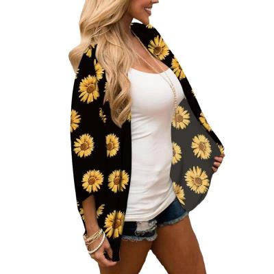 China New Fashion Full Flower Printing Outerwear Women Wholesale Breathable Warm Loose Casual Sleeves Fall And Summer Coat for sale