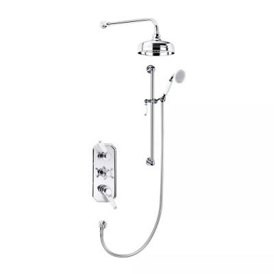 China With Slide Bar Wall Shower Mixer Taps Conceal Shower Mixer Brushed Nickel Hotel Bathroom Triple Function Concealed Shower Set for sale