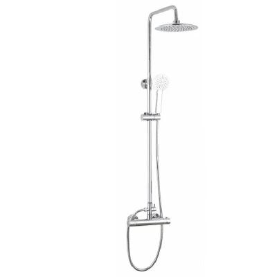 China With Slide Bar Classic Three Functions Shower Set Modern Style Brass Rainfall Shower Faucet Bathroom Slide Bar Shower Set for sale