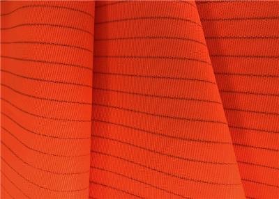 China Fluorescent Conductive Fabric Stripe Anti Static Knitted 99% Polyester 1% AS for sale