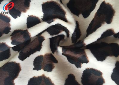 China Leopard-Druck-Plüsch Velboa-Polyester-Samt-Gewebe-Polsterung gebürstet auf einer Seite zu verkaufen