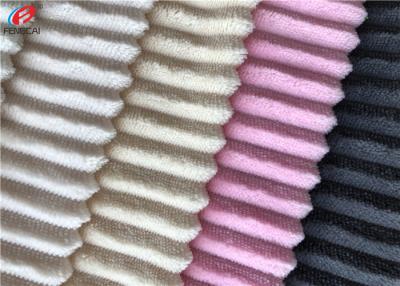 China Soft Comfortable Short Pile Fabric 100% Polyester Strip Design Minky Velboa Fabric for sale