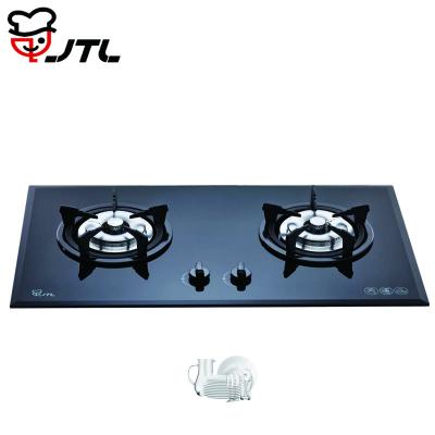 China Household Tempered Glass Kitchen 2 Burner Electric Gas Stove for sale