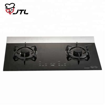 China Hood Connect Kitchen 2 Hob 2 Burner Chinese Household Kitchen Stove Cooktop Glass Top for sale