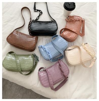 China 2021 fashion hot sale fashion trends shoulder bag for ladies crocodile handbags women leather bags for sale